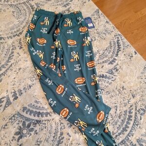 Life Is Good Teal Pajama Pants with Football Design NWT Medium